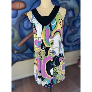 AGB Women’s Sz 4/P Petite multi color Floral Stretch Zip Sleeveless Sheath Dress